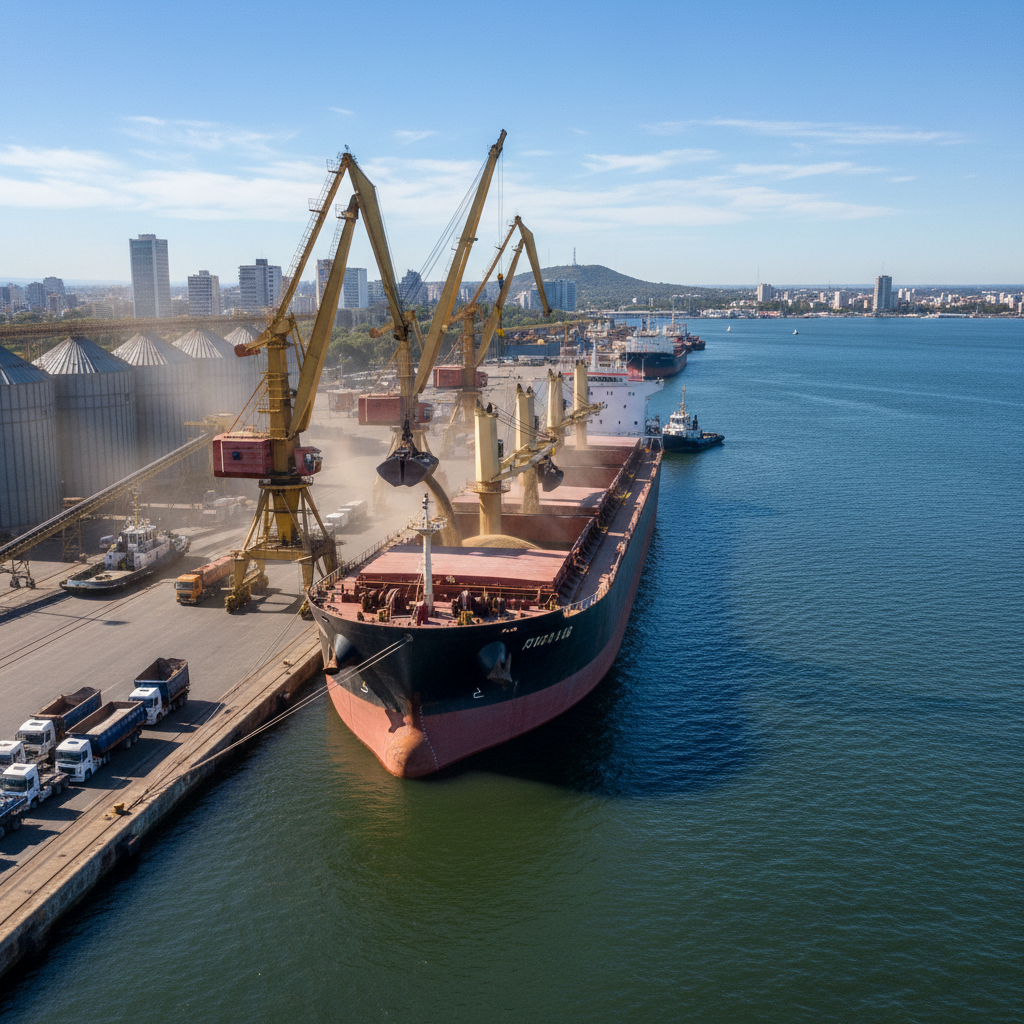 Commercial vessel at a Uruguayan port