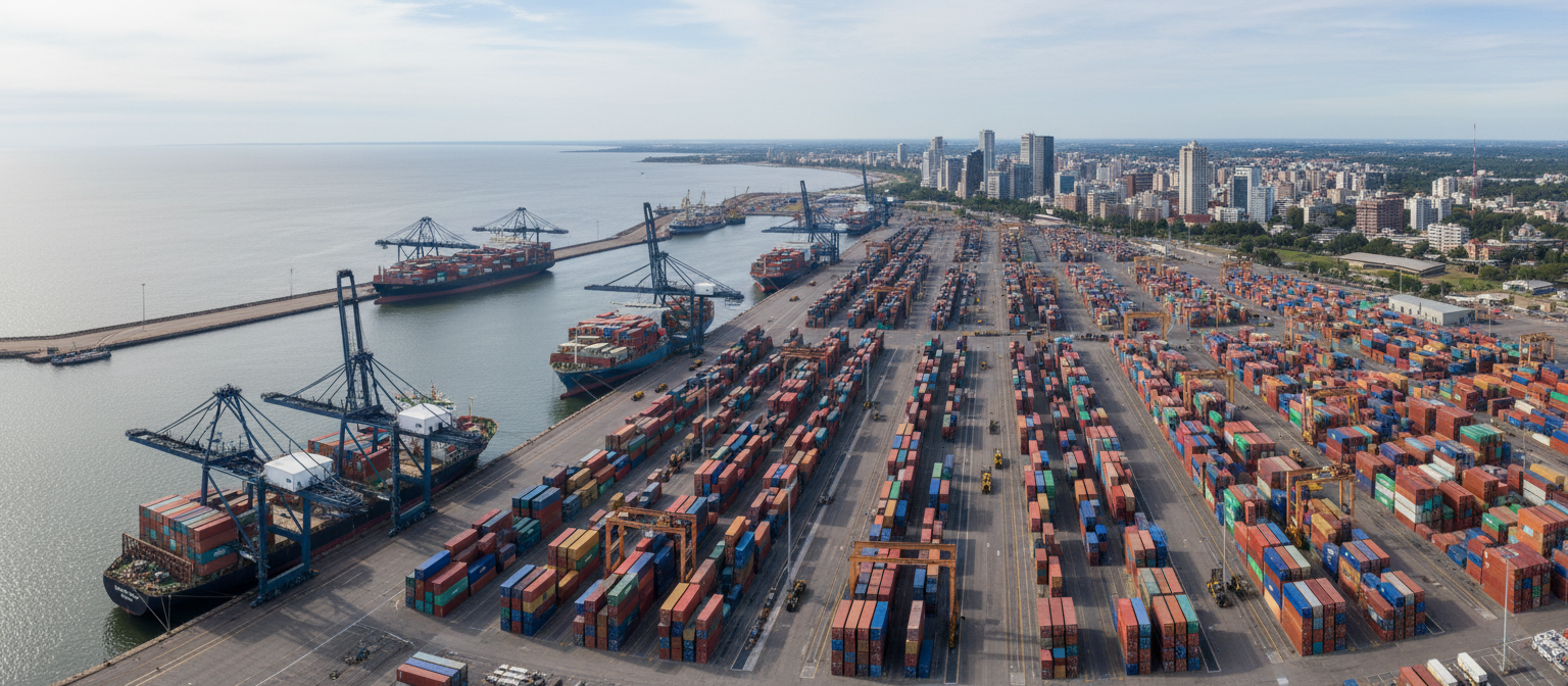 Aerial view of the Port of Montevideo